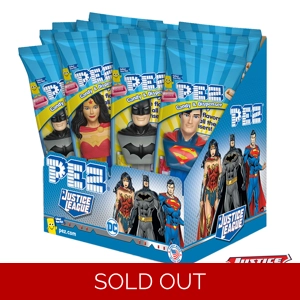 PEZ Justice League Sweets Dispenser Plus 2 Candy Refill Packs - 16.4g